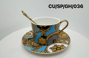 Juego de tazas de café y té de porcelana fina con diseño barroco y una exquisita caja de regalo. Borde dorado para realzar su lujo y elegancia. - Product Image 4