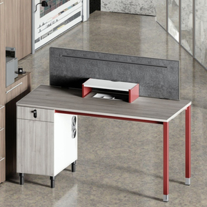 Modern enkelvoudige werkplek met stalen poten en kabelbeheersysteem - Product Image 3