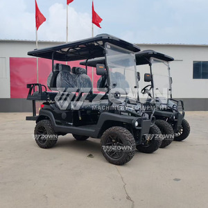 Sleek <b>Black</b> Utility Golf Vehicle All Terrain Deep Tread Tyres <b>Wrapped</b> Leather Seats Country Club Shuttle Car - Product Image 4