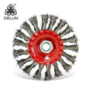 DELUN High Performance Durable Small Round Circular Flat Knotted Steel Wire Wheel Brushes Set for Polishing and Rust Removal