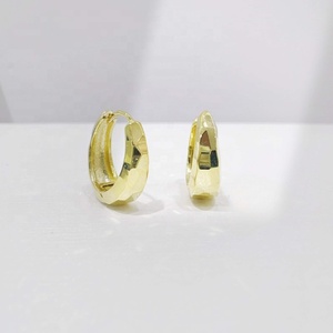 wholesale plata 925 sterling <b>silver</b> simple classic <b>hoop</b> earring faceted everyday gold plated fashion western earrings for women - Product Image 1