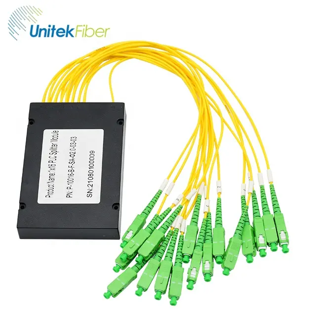 Penjualan langsung dari pabrik sistem komunikasi FTTH plc pemisah kaset pigtail apc 1:16 mini plc splitter abs kotak plc splitter