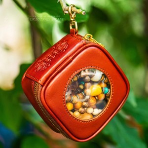 Porte-monnaie en cuir PU, mini porte-monnaie à fermeture éclair, fait main, brodé, vintage, unisexe, pour le rangement de perles et de bijoux - Product Image 2