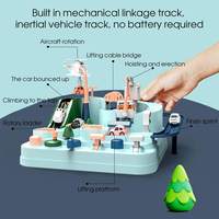 QS Jouet éducatif pour enfants unisexe, train en plastique avec rails, parking, piste de sauvetage urbain et 2 voitures de course, jeu d'aventure