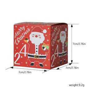24pcs 1 Set New Design Christmas Advent Calendar Kraft Paper Box Count Down Gift Box Party Gift Box Supplies