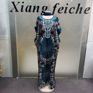 Nuovo Stile 2026 Primavera Estate Autunno Abito da Festa in Cotone per Donna, Vestito Etnico Africano Ankara Stampato con Diamanti, Stile Boubou Casual e Comodo - Product Image 2