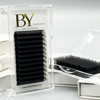 BY 0.03 0.05 Extension de cils de volume russe de marque privée Faux cils individuels Extensions de cils noirs mats foncés