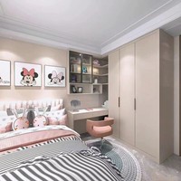 Armoire Combinée Sur Mesure avec Bureau Intégré en Bois Massif, Meuble Gain de Place pour Chambre Familiale, Chambre d'Invité, Salle de Repos