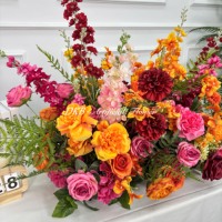Bouquet de fleurs artificielles pour allée, rose vif et orange mélangés, pour événements en plein air, décoration florale d'autel