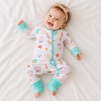 Grow with Me Baby Vêtements en bambou biologique pour bébés garçons et filles, pyjamas à fermeture éclair, vêtements de nuit, barboteuse une pièce à revers pour tout-petits