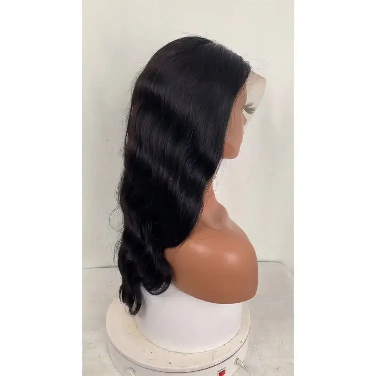 30 32 34 Inch Natural Black Deep Wave Lace Front Human Hair Wigs Pre Plucked Raw Peruvian Virgin Hair Wigs For Black Women