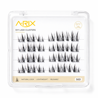 Extensions de cils en grappe pré-mappées A-RIX DIY, effet naturel, légers, réutilisables, cils effilés et pointus