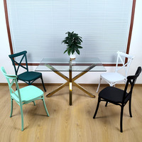 Chaise en plastique X à dossier croisé incassable, empilable, pour événements, restaurants, mariages, bistrot, vintage, intérieur/extérieur, salle à manger