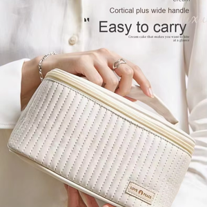 Bolsa de Almacenamiento de Cosméticos Impermeable de Doble Capa para Mujer, Grande y Portátil, con Diseño de Separación en Seco y Húmedo - Product Image 2