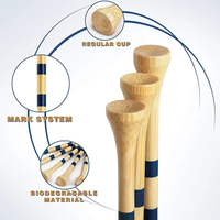 Accessoires de golf en bambou durables, prix d'usine OEM, 83/70 mm, tees de golf en bois personnalisés