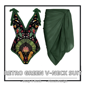 ชุดบิกินี่พิมพ์ลายดอกไม้ OEM ระบายอากาศได้ดี ทรงสูง ยกกระชับ สำหรับผู้หญิง แบบชิ้นเดียว สไตล์เรโทร ผูกเชือก พร้อมเสื้อคลุม สำหรับใส่เล่นน้ำทะเลในช่วงฤดูร้อน - Product Image 2