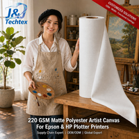 Lienzo Artístico de Poliéster Mate Tejido Impermeable de 220 GSM, Ecológico y Resistente a la Abrasión, Compatible con Impresoras Epson y HP Plotter