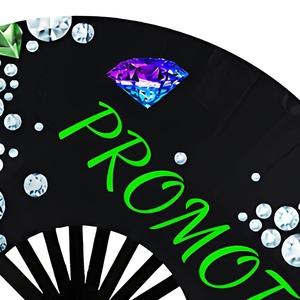 Ventaglio Pieghevole in Bambù da 33 cm (13 Pollici) con Design Personalizzato, Effetto UV Luminoso, per Festival, Rave e Grafiche a Tema Passione - Product Image 2
