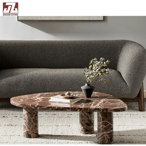Customized Modern Brown Natural Stone <strong>Marble</strong> <strong>Table</strong> Top Unique Combination <strong>Coffee</strong> <strong>Table</strong> <strong>Set</strong> for Living Room - Product Image 6