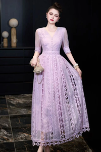 <span class=keywords><strong>XXL</strong></span> <span class=keywords><strong>vestido</strong></span> largo 2026 Primavera Verano boda fiesta señora Sexy cuello en V ahueca hacia fuera bordado media manga largo púrpura blanco <span class=keywords><strong>vestido</strong></span> Maxi - Product Image 3
