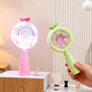 Ventilador portátil de mano con luz LED, recargable por USB, para viajes al aire libre, regalo para estudiantes - Product Image 1