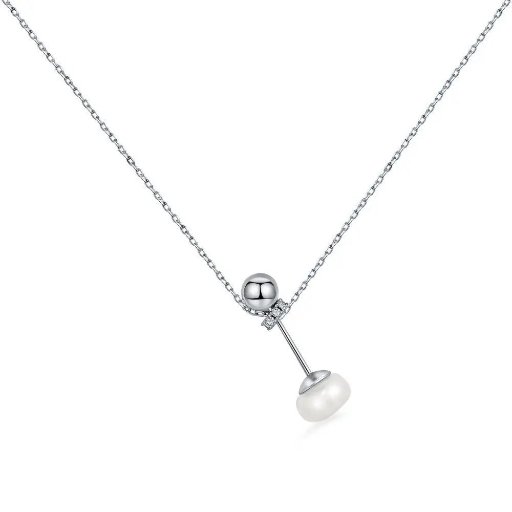 2024 nuova moda gioielli mamma 925 in argento Sterling collana pendente di perle d'acqua dolce per le donne