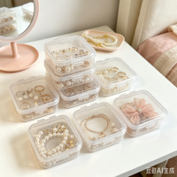 Boîte à bijoux portable en plastique transparent avec fermeture à clip, petite boîte de rangement pour bijoux, pour boucles d'oreilles, bagues, colliers, boîte de rangement pour bijoux de voyage