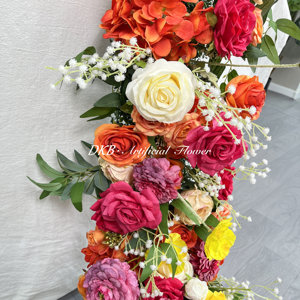 Offre Spéciale 2m fleurs rouges rangée coureur rouge orange <span class=keywords><strong>soie</strong></span> rose décoration de mariage populaire fleurs artificielles coureur - Product Image 4
