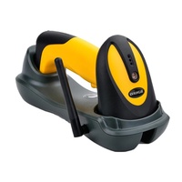 Escáner de Códigos de Barras Inalámbrico de 500m de Distancia de Transmisión, Color Amarillo, Lector de Códigos QR para Almacén, 433MHz, con Soporte