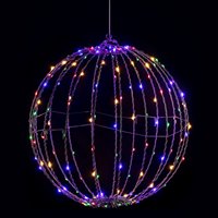 Faltbare Weihnachtskugel-Lichterkette für Innen/Außen Große Gartenbeleuchtung Dekorationen Feenlichter Metallkugel Lichterkette
