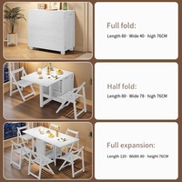 Ensemble table à manger rétractable en bois de caoutchouc massif table à manger pliante multifonctionnelle pour petits appartements