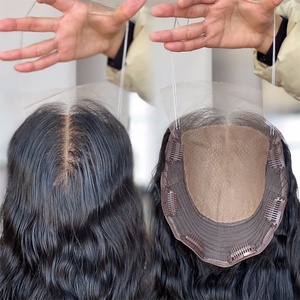 Véritable recherche 2024 nouveau 5*5 dentelle avant 8*8 femmes Toppers cuir chevelu cheveux humains Mini perruque vague naturelle avec noeud blanchi - Product Image 1