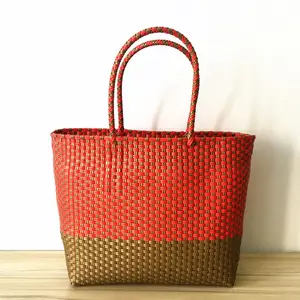 2019 hot sale Plastic storage basket woven shopper bags