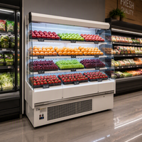 Vitrine Réfrigérée Commerciale à Température Unique pour Fruits, avec Rideau d'Air Ouvert et Vitrage, Idéale pour Supermarchés