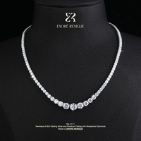 Collier Tennis Gradué en Moissanite Givrée, Test Diamant Approuvé, Argent Sterling 925, Bijoux Moissanite VVS pour Femmes et Hommes