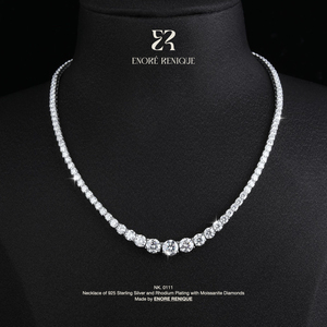 Collar de <span class=keywords><strong>cadena</strong></span> de tenis con moissanita graduada y engastada, pasa la prueba del diamante, <span class=keywords><strong>plata</strong></span> de ley 925, joyería de moissanita VVS para mujer y <span class=keywords><strong>hombre</strong></span> - Product Image 1