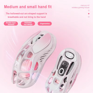 GravaStar <b>Wireless</b> <b>Mouse</b> Wired the Third Mock Examination Game <b>Mouse</b> Lightweight Hollow Long Endurance RGB Rose Powder - Product Image 2