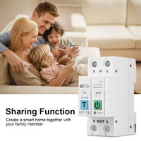 Disjoncteur intelligent Wi-Fi 63A pour la consommation d'énergie, 2P, avec protection contre les fuites, relais temporisé, contrôle par application