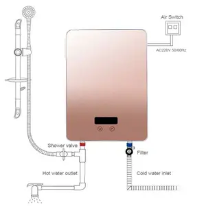 कुशल पोर्टेबल बिजली के लिए तुरंत गर्म पानी हीटर बाथरूम वर्षा