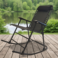 Fauteuil à bascule pliable zéro gravité avec tissu respirant et appui-tête, chaise longue de loisirs pour l'extérieur et la maison
