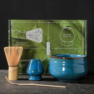 Juego de constitución de té de cerámica al por mayor, juego de té Matcha de <span class=keywords><strong>4</strong></span>/7 piezas, batidor de té japonés, juego de cuencos Matcha de cerámica mate con caño - Product Image 2