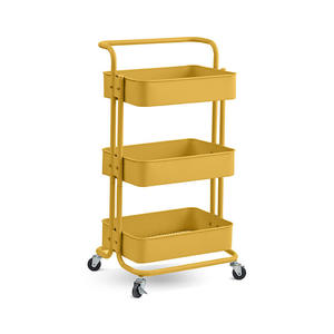 Carrito para Computadora Gris <span class=keywords><strong>de</strong></span> Tres Niveles, Carrito Utilitario con Estantes <span class=keywords><strong>de</strong></span> Almacenamiento, Cestas <span class=keywords><strong>de</strong></span> Plástico, Marco <span class=keywords><strong>de</strong></span> Metal, para Sala <span class=keywords><strong>de</strong></span> Estar - Product Image 4