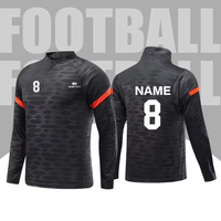 Jersey Sepak Bola Lengan Panjang Remaja Pria 100% Poliester Logo Kustom Depan/Belakang Nomor Tim Cepat Kering Bernapas