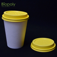 Couvre-tasses en plastique jaune, blanc et noir de 90 mm, recyclables, biodégradables, pour gobelets à café, écologiques