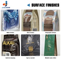 Sachet d'emballage de café personnalisé à fond plat en Mylar avec fermeture à glissière refermable et valve unidirectionnelle pour grains torréfiés