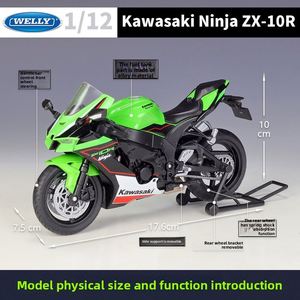 Modèle de moto en métal <span class=keywords><strong>Kawasaki</strong></span> <span class=keywords><strong>Ninja</strong></span> ZX-10R pour garçons, édition 2021, moto sportive en alliage, avec support mobile, contrôle par force, pour jeunes de 15 à 35 ans - Product Image 2