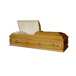 Гроб из массива тополя с отделкой под натуральное дерево, в американском/европейском стиле, экологичный, для религиозных похоронных церемоний - Product Image 3