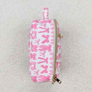 Sibling Girls <b>Pink</b> <b>Bow</b> School Backpack Waterproof Nylon Lunch Box Customizable Logo Character Pattern Canvas Nylon Zipper - Product Image 4