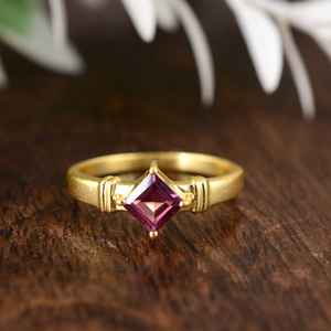 Anillo de latón amatista de nueva moda, oro Vintage para mujer, banda sólida, anillos delicados minimalistas hechos a mano - Product Image 2