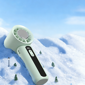 พัดลมไอเย็นความเร็วสูง 10000+ รอบต่อนาที พัดลมตั้งโต๊ะแบบพกพาพร้อมหน้าจอดิจิตอล พัดลมมือถือแบบพับได้ - Product Image 1